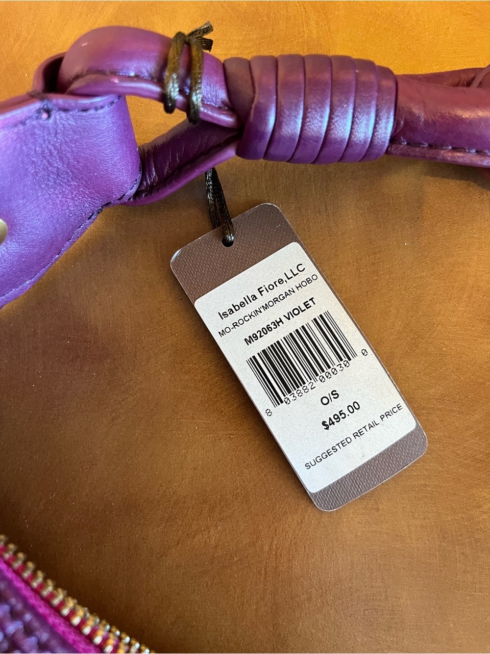 ISABELLA FIORI, purple all clean , cinched shoulder bag, NWT - Picture 5 of 10